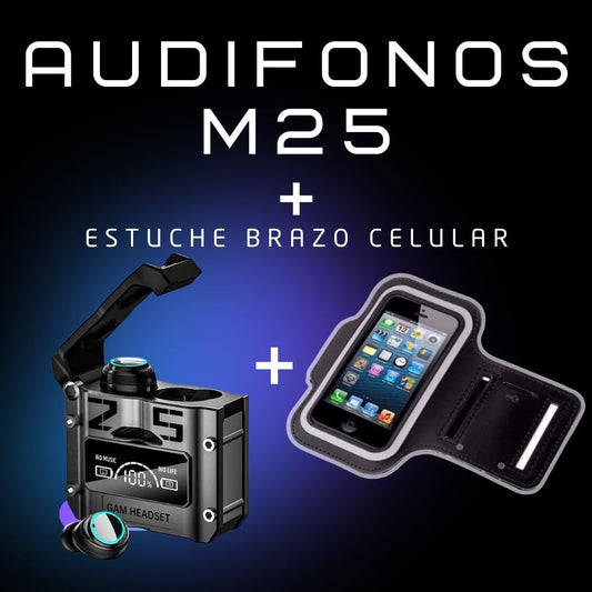 Audifonos M25+Estuche Brazo Celular